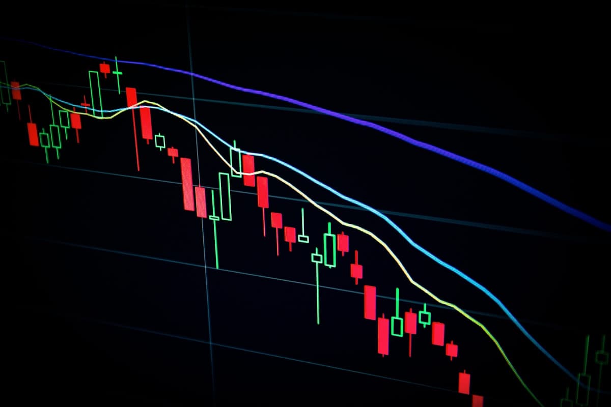 Stock market chart on a display